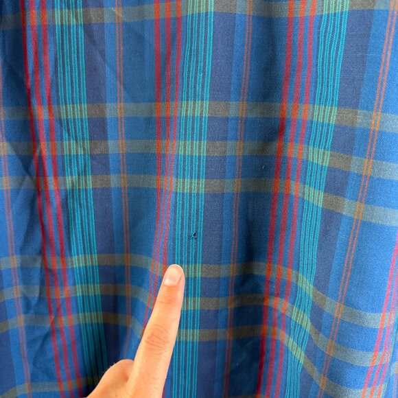 Pendleton Mens 100% Virgin Wool Button Up Plaid Blue Lightweight Vintage Sz L - Picture 9 of 13